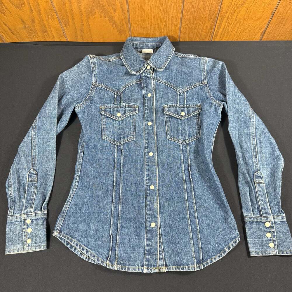 Arizona Jean Company Women's Denim Western Shirt Size Small